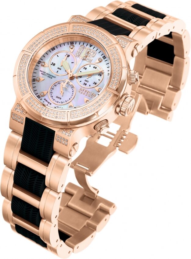 Invicta Ocean Reef Chronograph Quartz Crystal White Mother of Pearl Dial Ladies Watch #0185 - Watches of America #2