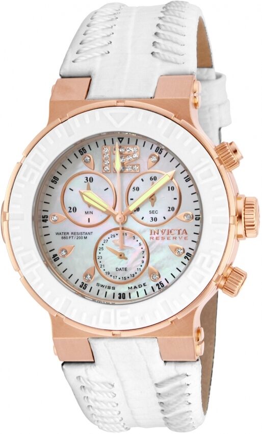 Invicta Ocean Reef Chronograph White Mother of Pearl Dial Ladies Watch #10731 - Watches of America