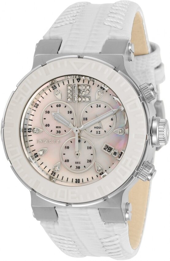 Invicta Ocean Reef Chronograph Quartz White Mother of Pearl Dial Ladies Watch #10723 - Watches of America