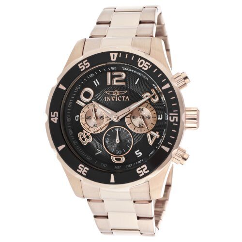 Invicta Pro Diver Black Dial 18k Rose Gold Ion-plated Men's Watch #12914 - Watches of America