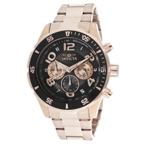 Invicta Pro Diver Black Dial 18k Rose Gold Ion-plated Men's Watch #12914 - Watches of America