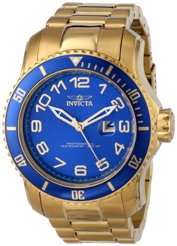 Invicta Pro Diver Blue Dial 18kt Gold Ion-plated Men's Watch #15347 - Watches of America