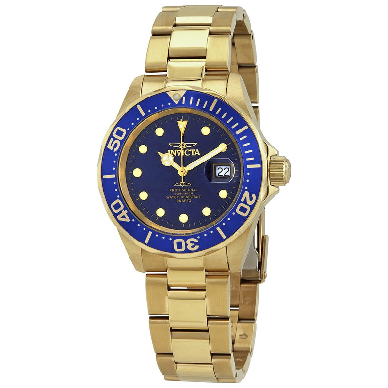 Invicta Pro Diver Blue Dial Gold-tone Stainless Steel Men's Watch #17058 - Watches of America