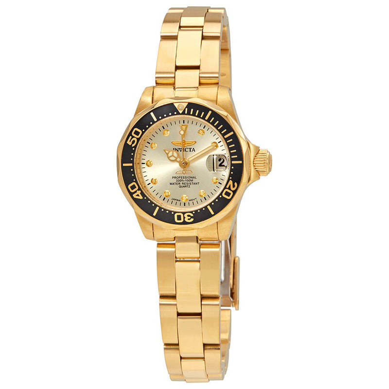Invicta Pro Diver Champagne Dial 18kt Gold-plated Ladies Watch #17038 - Watches of America
