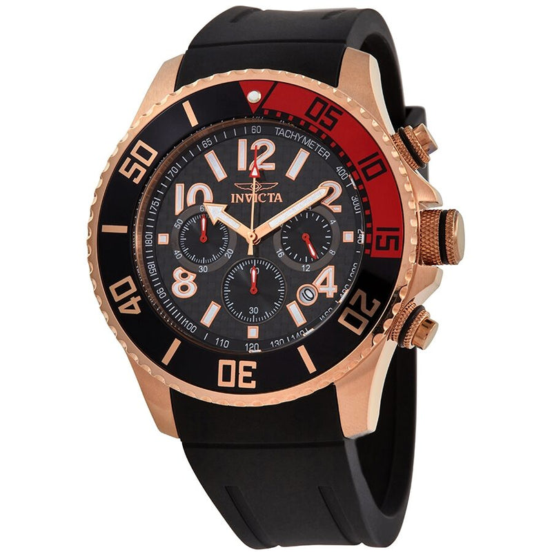 Invicta Pro Diver Chronograph Black Carbon Fiber Dial Black Coke Bezel Men's Watch #13731 - Watches of America