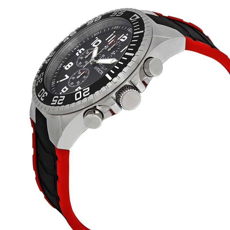 Invicta Pro Diver Chronograph Black Dial Black and Red Polyurethane Men's Watch #12412 - Watches of America #2