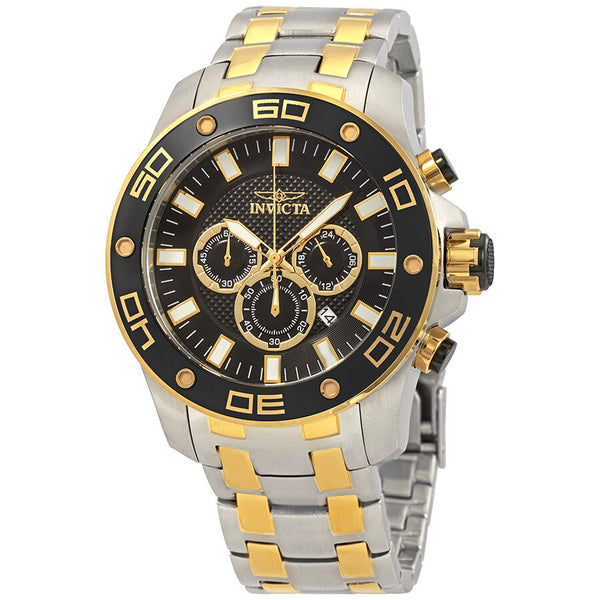 Invicta Pro Diver Chronograph Black Dial Two-Tone Men's Watch #26081 - Watches of America