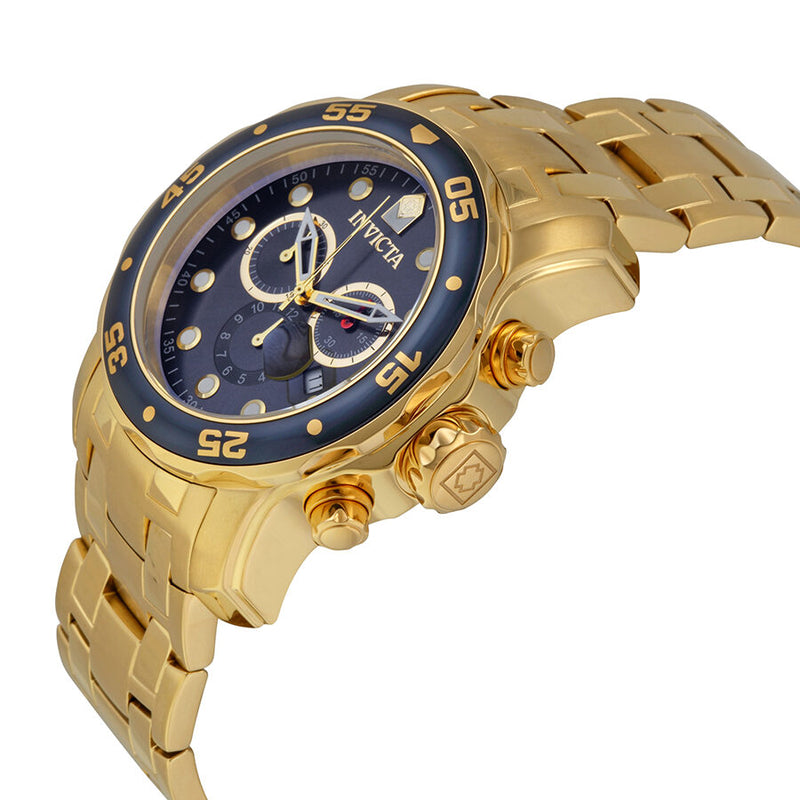Invicta Pro Diver Chronograph Blue Dial 18kt Gold-plated Men's Watch #0073 - Watches of America #2