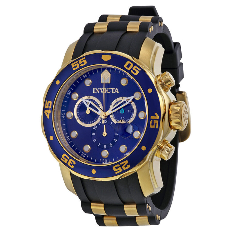 Invicta Pro Diver Chronograph Blue Dial Black Polyurethane Men's Watch #17882 - Watches of America