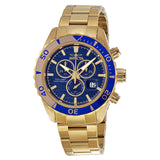 Invicta Pro Diver Chronograph Blue Dial Gold Ion-plated Men's Watch #14342 - Watches of America