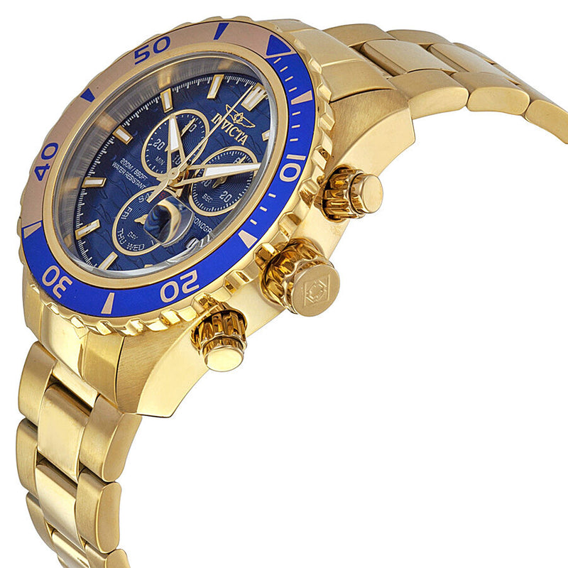 Invicta Pro Diver Chronograph Blue Dial Gold Ion-plated Men's Watch #14342 - Watches of America #2