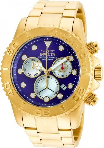 Invicta Pro Diver Chronograph Blue Dial Gold-plated Men's Watch #20349 - Watches of America
