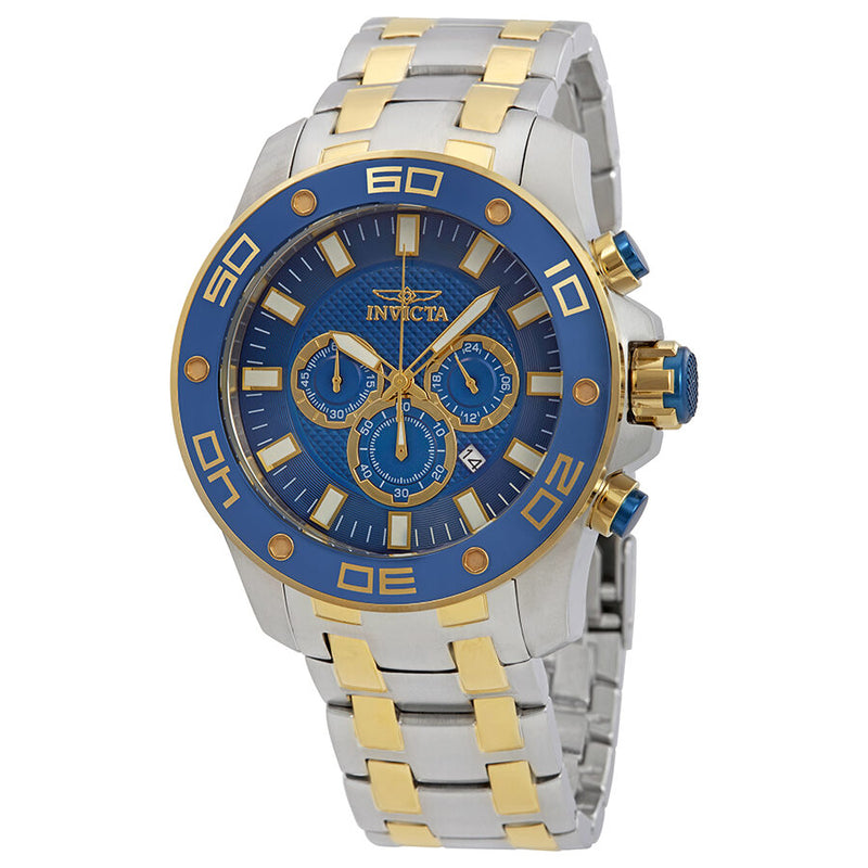 Invicta Pro Diver Chronograph Blue Dial Two-Tone Men's Watch #26082 - Watches of America