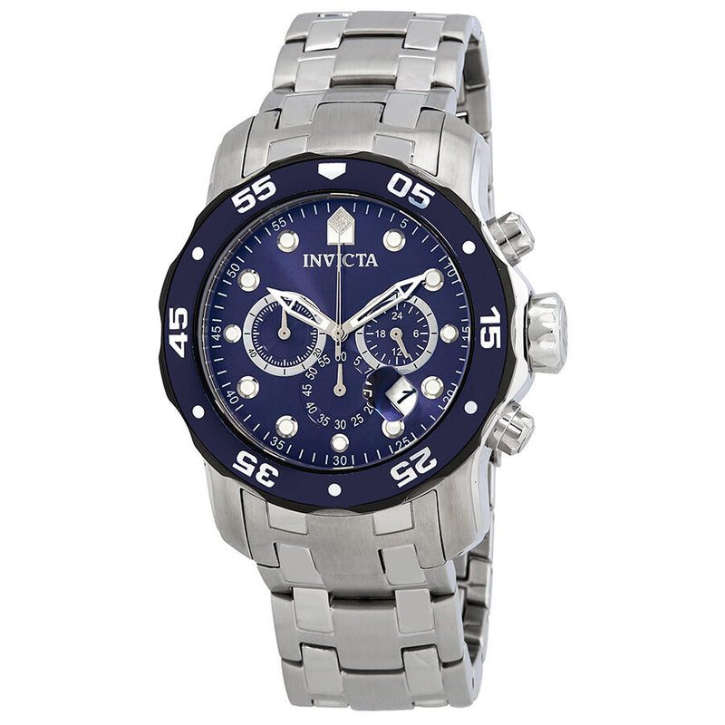 Invicta Pro Diver Chronograph Blue Dial Stainless Steel Men's Watch #80057 - Watches of America