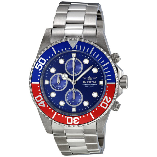 Invicta Pro Diver Chronograph Blue Dial Pepsi Bezel Men's Watch #1771 - Watches of America