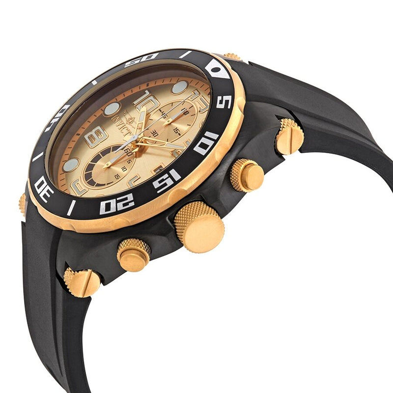 Invicta Pro Diver Chronograph Champagne Dial Black Polyurethane Men's Watch #17815 - Watches of America #2