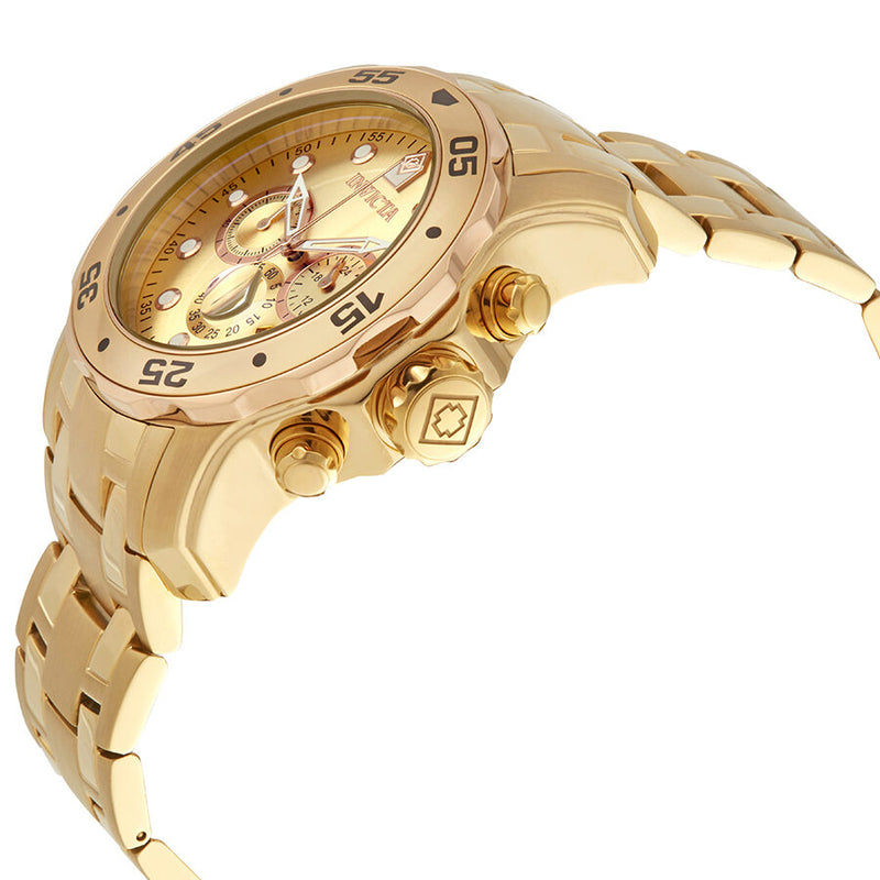 Invicta Pro Diver Chronograph Champagne Dial Gold-plated Men's Watch #80071 - Watches of America #2