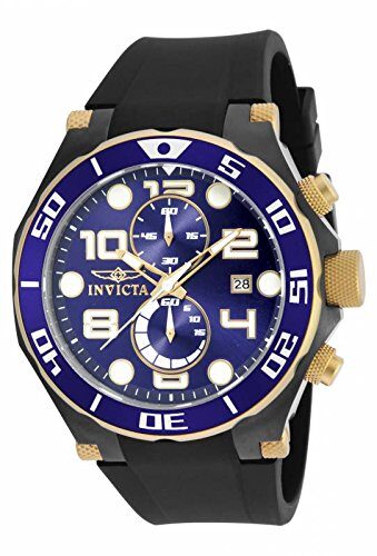Invicta Pro Diver Chronograph Dark Blue Dial Black Polyurethane Men's Watch #17814 - Watches of America