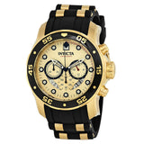 Invicta Pro Diver Chronograph Gold Dial Black Polyurethane Men's Watch #17566 - Watches of America