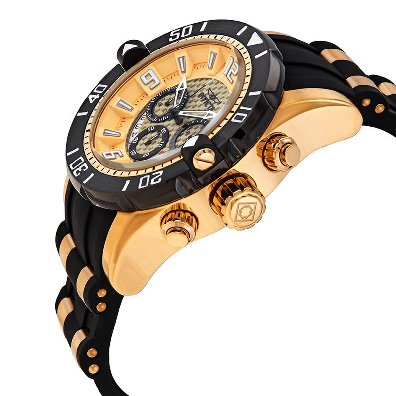 Invicta Pro Diver Chronograph Gold Dial Black Polyurethane Men's Watch #23705 - Watches of America #2