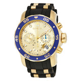Invicta Pro Diver Chronograph Gold Dial Black Rubber Men's Watch 178841#17881 - Watches of America