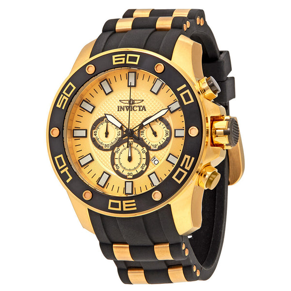 Invicta Pro Diver Chronograph Gold Dial Men's Watch #26088 - Watches of America