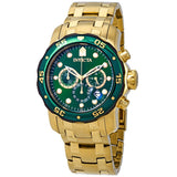 Invicta Pro Diver Chronograph Green Dial 18kt Gold-plated Men's Watch #80072 - Watches of America