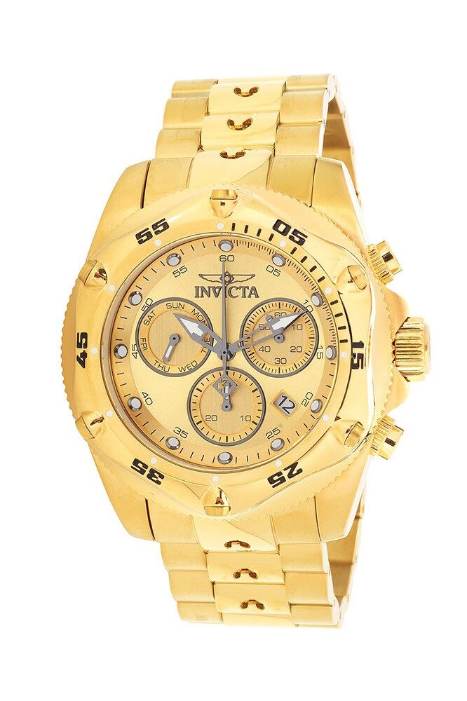 Invicta Pro Diver Chronograph Quartz Gold Dial Men's Watch #31607 - Watches of America