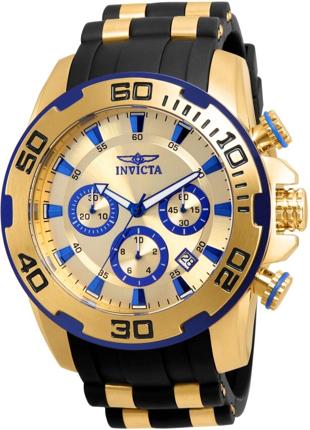 Invicta Pro Diver Chronograph Quartz Gold Dial Men's Watch #22308 - Watches of America