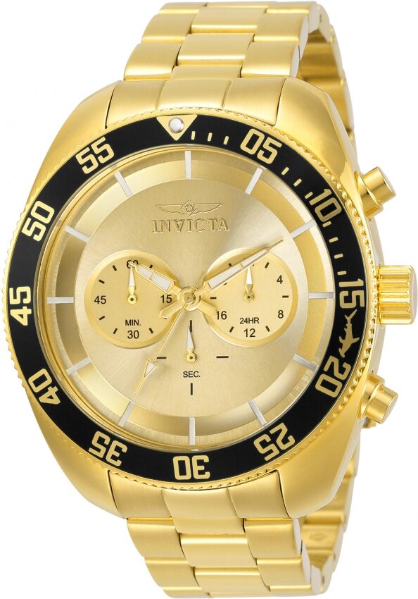 Invicta Pro Diver Chronograph Quartz Gold Dial Men's Watch #30059 - Watches of America