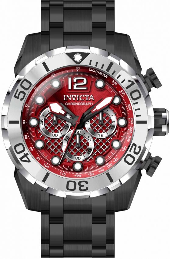 Invicta Pro Diver Chronograph Quartz Red Dial Men's Watch #33833 - Watches of America