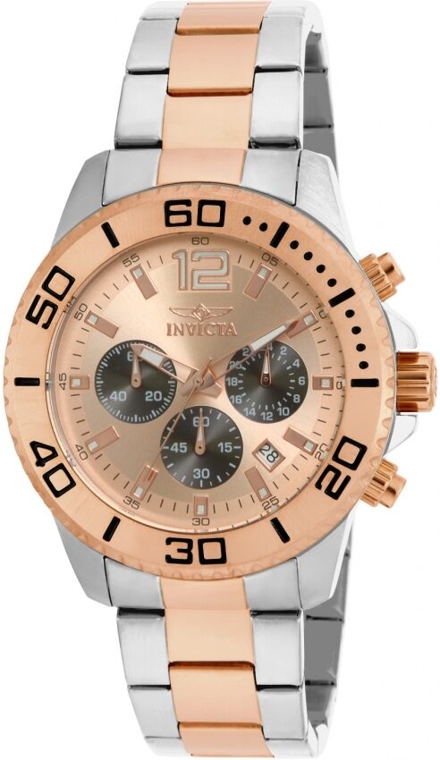 Invicta Pro Diver Chronograph Rose Dial Two-tone Men's Watch #17400 - Watches of America
