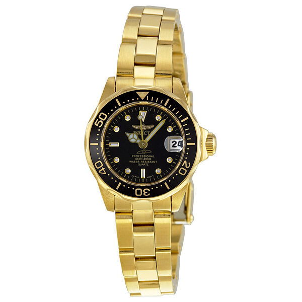 Invicta Pro Diver Gold-plated Black Dial Ladies Watch #8943 - Watches of America