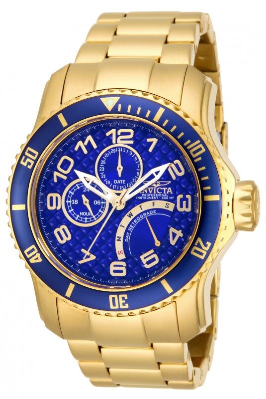 Invicta Pro Diver Multi-Function Blue Dial Gold Ion-plated Men's Watch #15342 - Watches of America