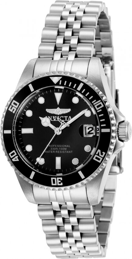 Invicta Pro Diver Quartz Black Dial Stainless Steel Ladies Watch #29186 - Watches of America
