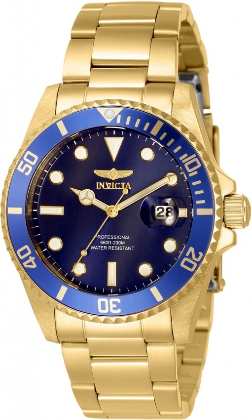 Invicta Pro Diver Quartz Blue Dial Yellow Gold-tone Ladies Watch 33276 - Watches of America