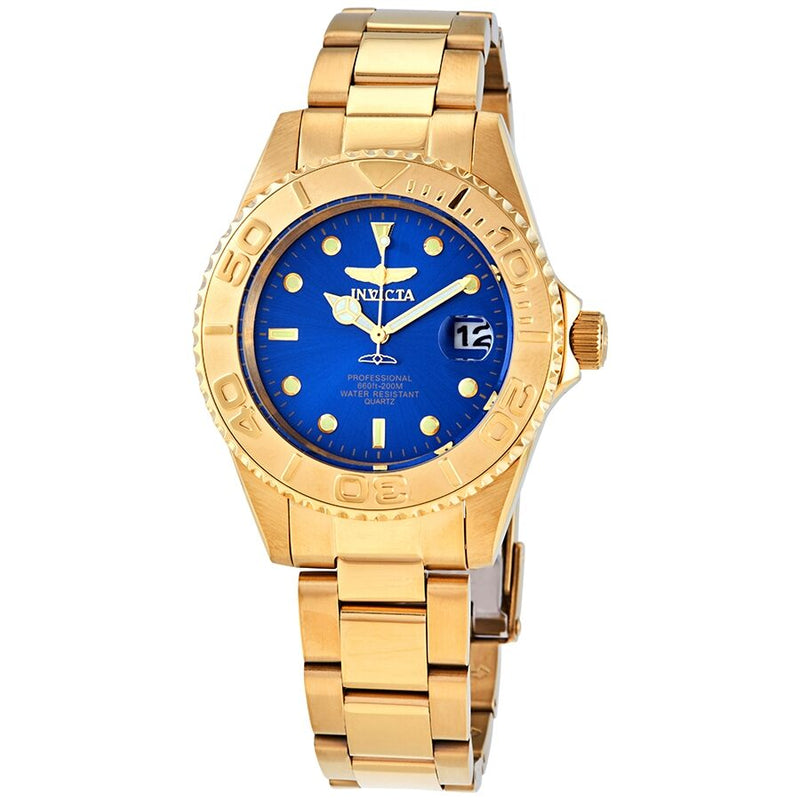 Invicta Pro Diver Quartz Blue Dial Yellow Gold-tone Men's Watch #29940 - Watches of America