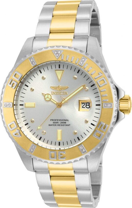 Invicta Pro Diver Silver Dial Two-tone Men's Watch #15285 - Watches of America