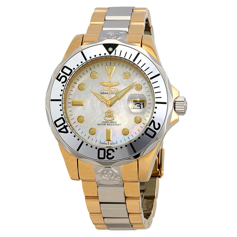 Invicta Pro Diver White Mother of Pearl Dial Two-tone Men's Watch #16035 - Watches of America