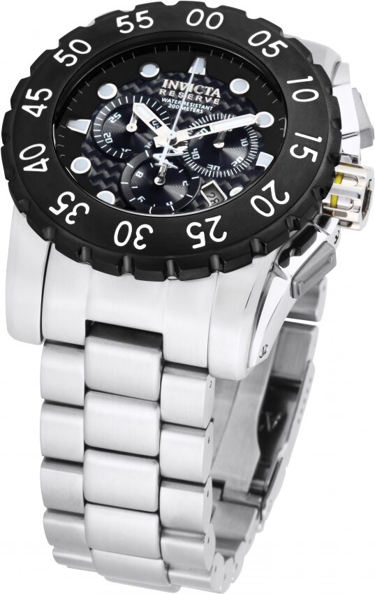 Invicta Reserve Chronograph Black Dial Stainless Steel Men's Watch #1957 - Watches of America #2
