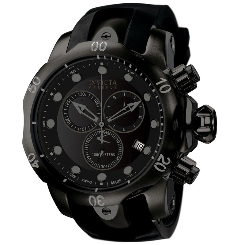 Invicta Reserve Collection Subaqua Venom Chronograph Black Dial Black Polyurethane Men's Watch #6051 - Watches of America