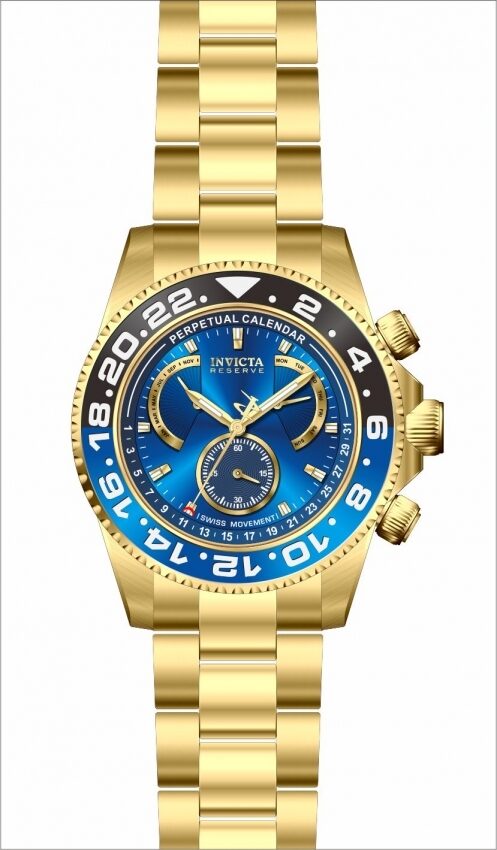 Invicta Reserve Perpetual Chronograph Quartz Blue Dial Batman Bezel Men's Watch #29959 - Watches of America