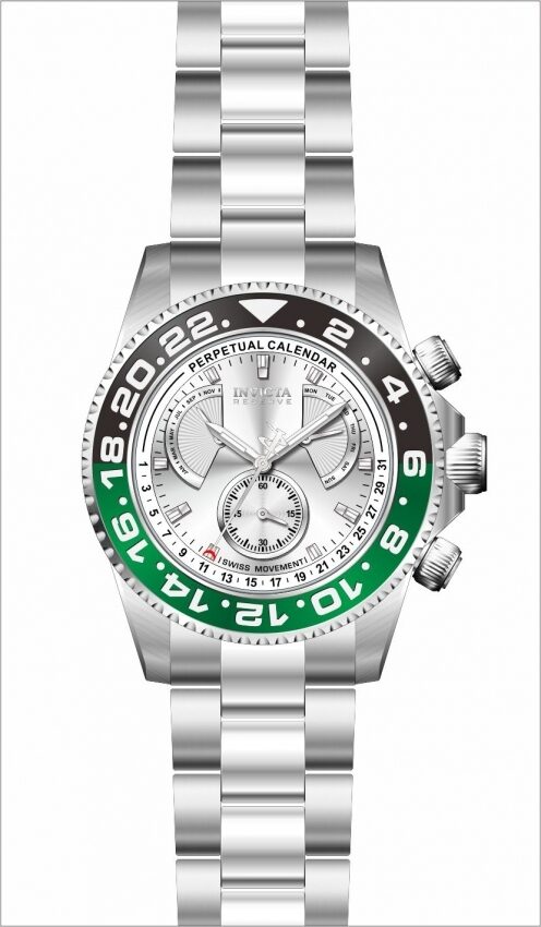 Invicta Reserve Perpetual Chronograph Quartz Silver Dial Men's Watch #29957 - Watches of America