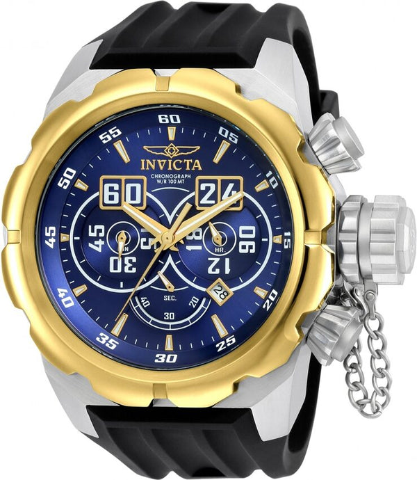 Invicta Russian Diver Chronograph Blue Dial Black Silicone Men's Watch #21630 - Watches of America