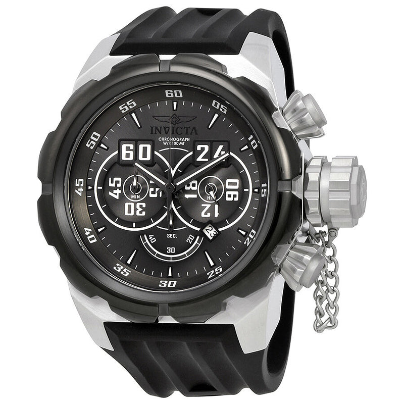 Invicta Russian Diver Chronograph Grey Dial Black Silicone Men's Watch #21629 - Watches of America