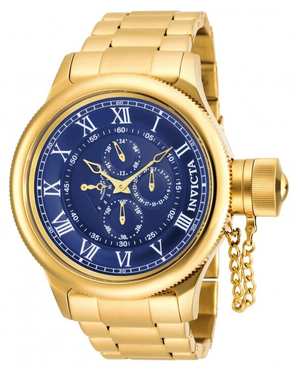 Invicta Russian Diver Multi-Function Blue Dial 18kt Gold-plated Men's Watch #17667 - Watches of America