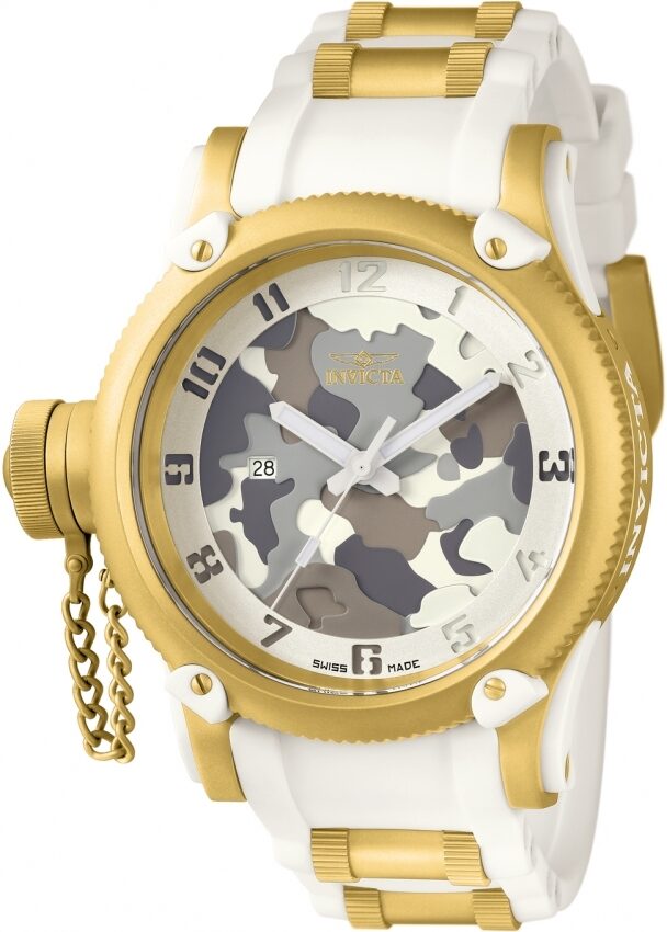 Invicta Russian Diver Quartz Silver Camouflage Dial Men's Watch #11338 - Watches of America