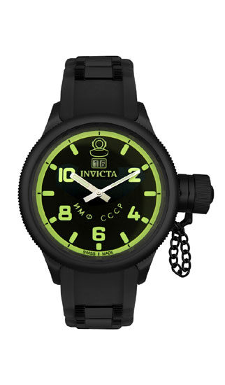 Invicta Russian Diver Quinotaur CCP Black Dial Black Rubber Men's Watch #4338 - Watches of America