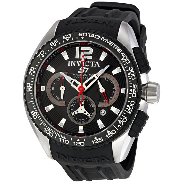 Invicta S1 Racing Chronograph Black Dial Stainless Steel Men's Watch #1453 - Watches of America