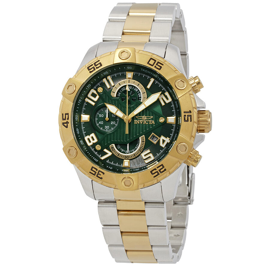 Invicta S1 Rally Chronograph Green Dial Two-Tone Men's Watch #26099 - Watches of America